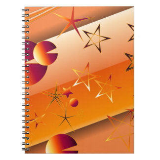 Caderno Espiral com Design Abstrato Laranja