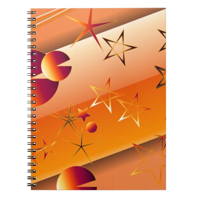 Caderno Espiral com Design Abstrato Laranja (Frente)