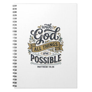 Caderno Espiral Com Deus Todas as Coisas São Possíveis Vintage Cri
