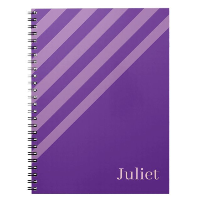 Caderno espiral com listra roxa fofa (Frente)