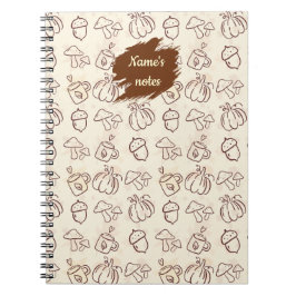 Caderno Espiral com Padrão de Outono e Nome Person
