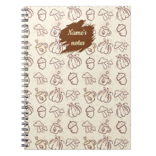 Caderno Espiral com Padrão de Outono e Nome Person