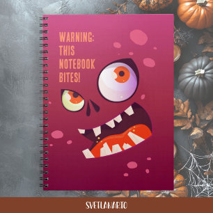 Caderno Espiral com Rosto de Zumbi de Olhos Esbuga