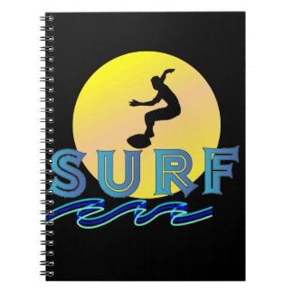 caderno espiral com tema surf