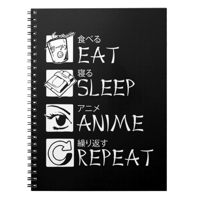 Caderno Espiral Coma animação de sono Repetir Presente Idea Cospla (Frente)