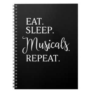 Caderno Espiral Coma musicais do sono Repita Ator de Ação da Broad