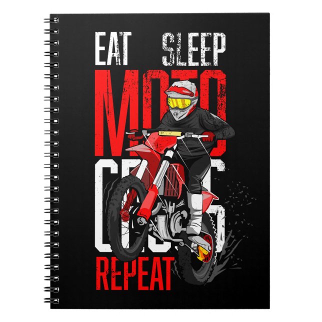 Caderno Espiral Come Sleep Motocross Repete Presente Engraçado par (Frente)