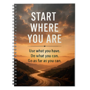 Caderno Espiral 🚀 Comece Onde Você Está Motivação Diária