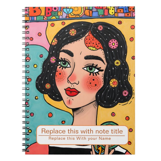 Caderno Espiral Comemoração do notebook feminino (Frente)