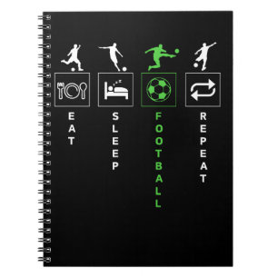 Caderno Espiral Comer Dormir Futebol Repetir