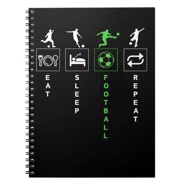 Caderno Espiral Comer Dormir Futebol Repetir (Frente)