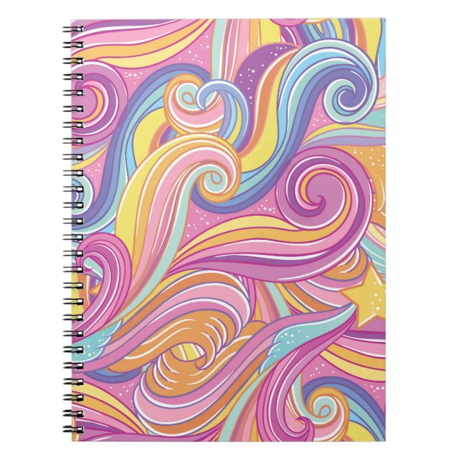 Caderno Espiral Cometa Arco-Íris: Céu Sonho Mágico. (Frente)