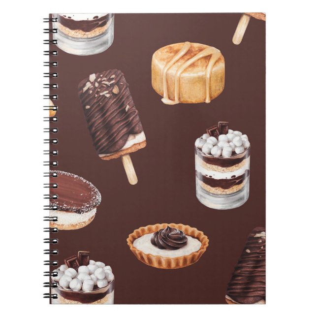 Caderno Espiral comida esboço delicioso, belas sobremesas e pastr (Frente)