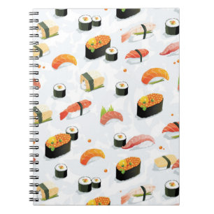 Caderno Espiral Comida japonesa:Padrão Sushi