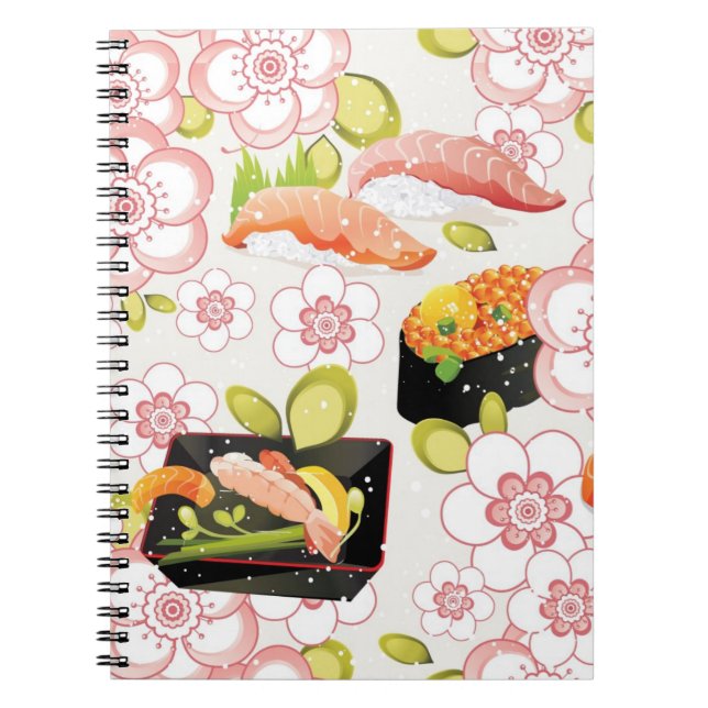 Caderno Espiral Comida japonesa: Teste padrão 2 do sushi (Frente)