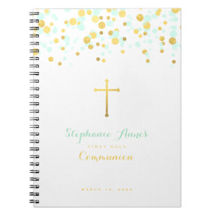 Caderno Espiral Communion Mint e Dourado Confetti