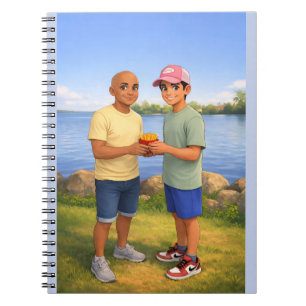 Caderno Espiral Compartilhando batatas fritas pelo lago