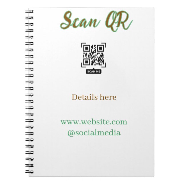 Caderno Espiral Compartilhe sua imagem digitalize código QR adicio (Frente)