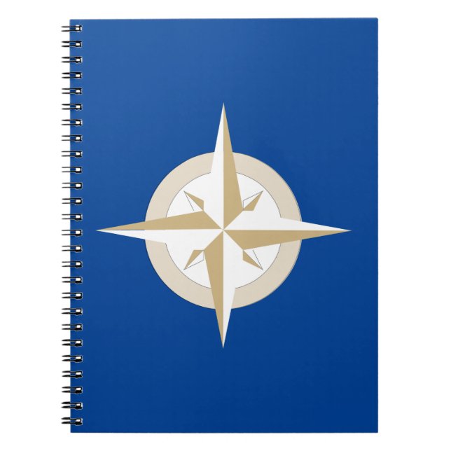 Caderno Espiral Compass Dourado e branco no campo azul (Frente)