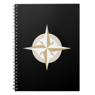 Caderno Espiral Compass Dourado e branco sobre preto