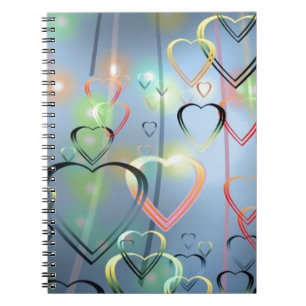 Caderno Espiral Composição colorida dos corações