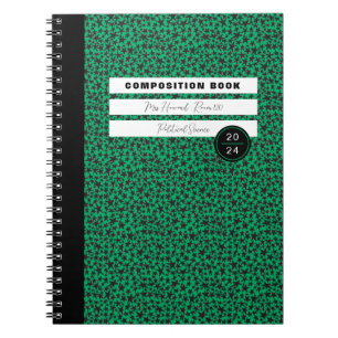 Caderno Espiral Composição das Escolas Green and Black Star