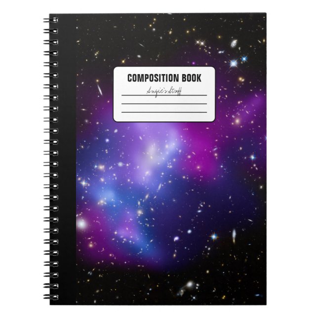 Caderno Espiral Composição de Foto Celestial da Galáxia Roxa (Frente)