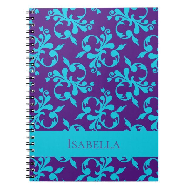 Caderno Espiral Composição de Nome Personalizado de Padrão de Abst (Frente)
