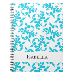 Caderno Espiral Composição de Nome Personalizado de Padrão de Abst