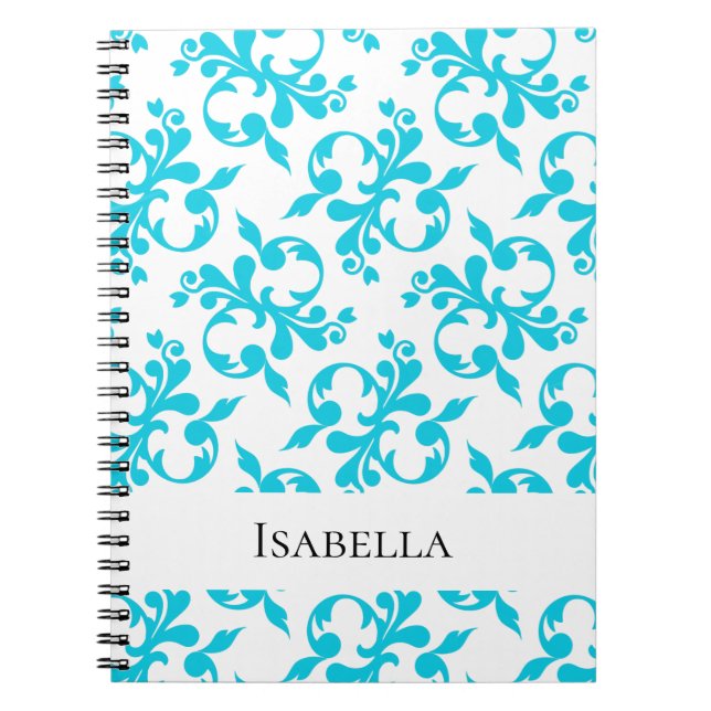 Caderno Espiral Composição de Nome Personalizado de Padrão de Abst (Frente)