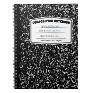 Caderno Espiral Composição marmoreada preto e branco do impress