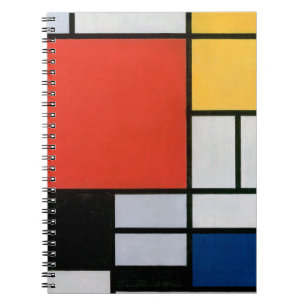 Caderno Espiral Composição Mondrial Amarelo Vermelho Azul Preto