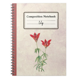 Caderno Espiral Composição Personalizada da Flor de Madeira