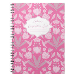 Caderno Espiral Composição Personalizada de Coquete de Hummingbird