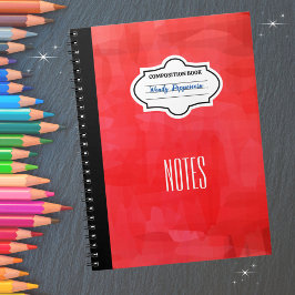 Caderno Espiral Composição Personalizada Padrão na moda Vermelha