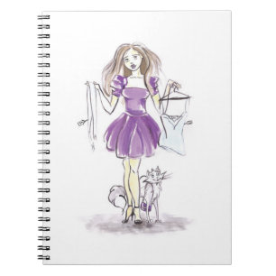 Caderno Espiral Compra bonito da menina e do gato da forma do