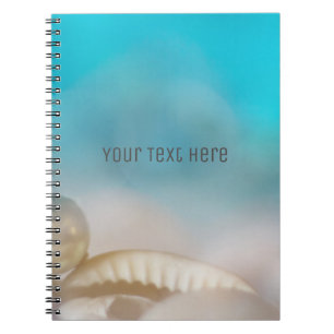 Caderno Espiral Conchas Marinhas Elegantes Azul Praia Tropical Chi