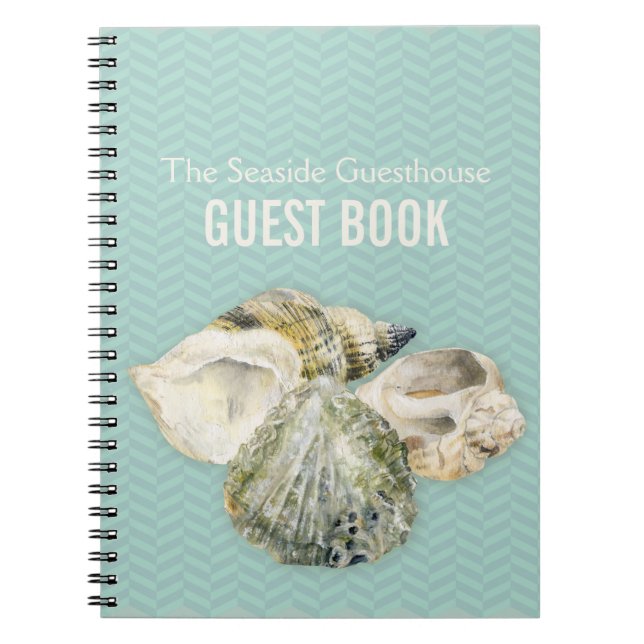 Caderno Espiral Conchas marítimas art & chervon aqua notebook conv (Frente)