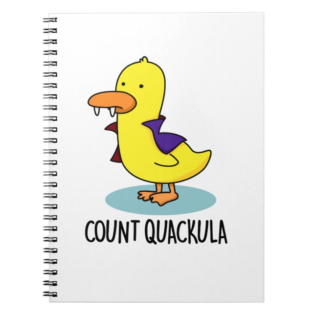 Caderno Espiral Conde Quackula Engraçado Pun (Frente)