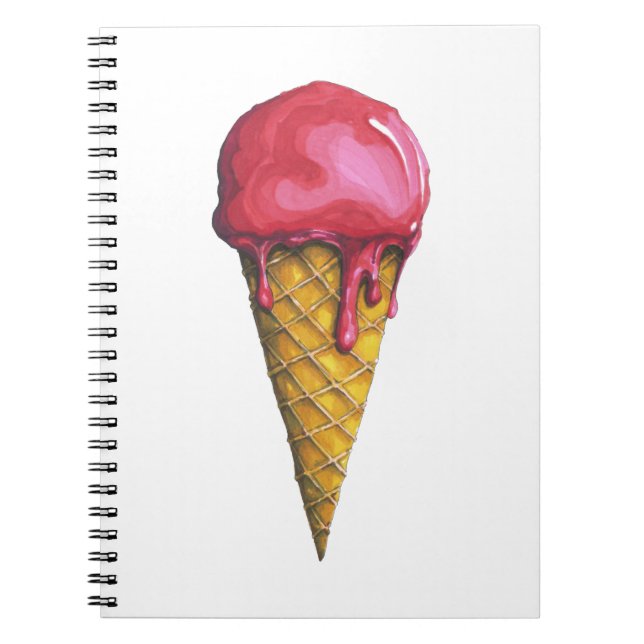 Caderno Espiral Cone de sorvete de morango (Frente)
