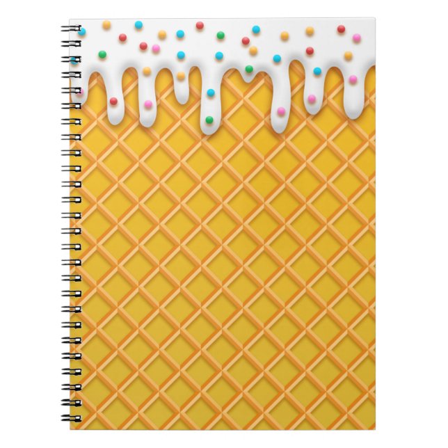 Caderno Espiral Cone De Waffle Com sorvete Com Préguas (Frente)
