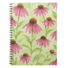 Caderno Espiral Coneflower Floral de Aquarela