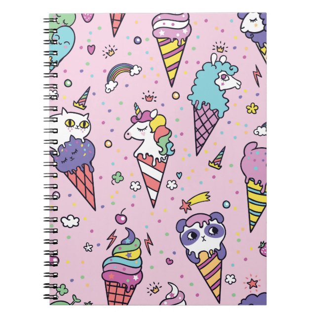Caderno Espiral Cones de Sorvete de animais (Frente)