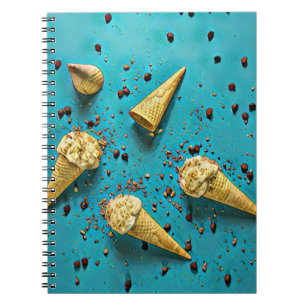 Caderno Espiral Cones de waffle de sorvete
