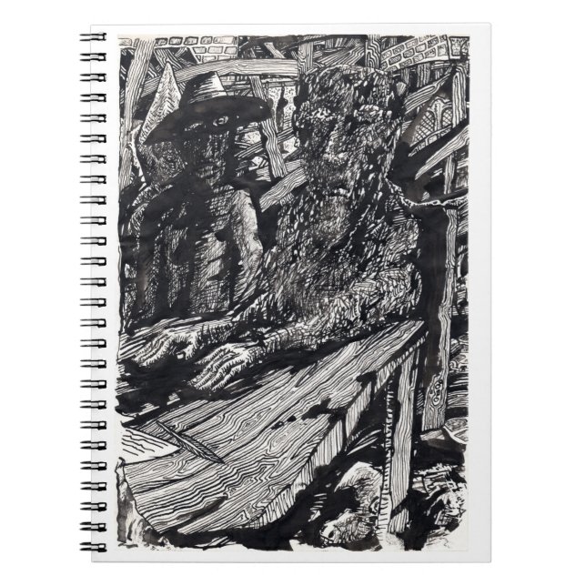 Caderno Espiral "Confesse!", desenho de tinta índia (Frente)