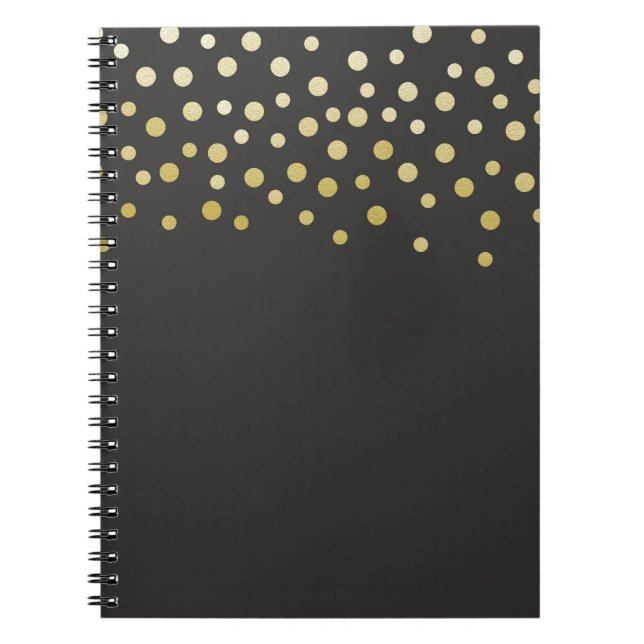 Caderno Espiral Confete de Folha Falsa Dourada (Frente)