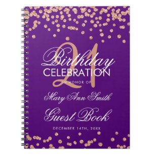 Caderno Espiral Confetti do Livro Convidado do aniversário de 21 