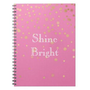 Caderno Espiral Confetti Dourado Rosa