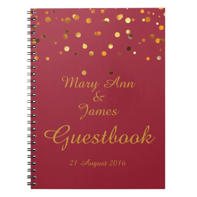 Caderno Espiral Confetti Glitter Faux Foil Maroon Guest (Frente)