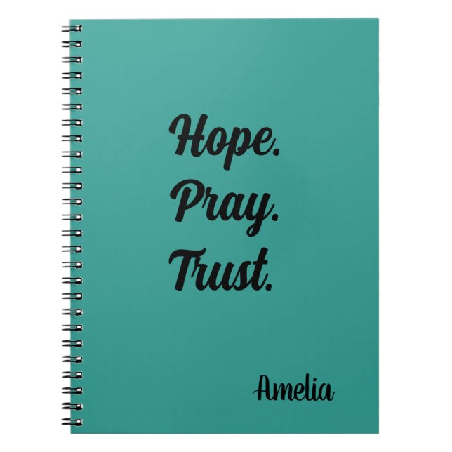 Caderno Espiral Confiança de oração de esperança personalizada (Frente)